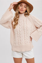 Load image into Gallery viewer, CABLE MOCK NECK BELL SLEEVES PULLOVER