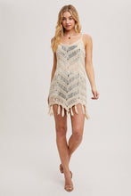 Load image into Gallery viewer, crochet fringe mini dress