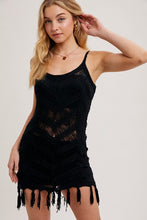 Load image into Gallery viewer, crochet fringe mini dress