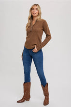 Load image into Gallery viewer, MINERAL WASHED THERMAL KNIT HENLEY TOP