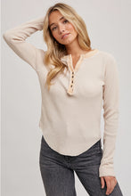 Load image into Gallery viewer, MINERAL WASHED THERMAL KNIT HENLEY TOP