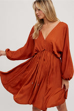 Load image into Gallery viewer, SATIN OPEN-BACK DOLMAN SLEEVED DRESS