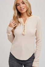 Load image into Gallery viewer, MINERAL WASHED THERMAL KNIT HENLEY TOP
