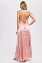 Load image into Gallery viewer, DRAPE NECK SILKY MAXI DRESS