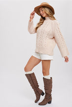 Load image into Gallery viewer, CABLE MOCK NECK BELL SLEEVES PULLOVER