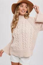 Load image into Gallery viewer, CABLE MOCK NECK BELL SLEEVES PULLOVER