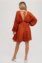 Load image into Gallery viewer, SATIN OPEN-BACK DOLMAN SLEEVED DRESS