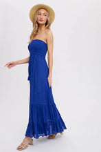 Load image into Gallery viewer, TIERED RUFFLE STRAPLESS MAXI DRESS