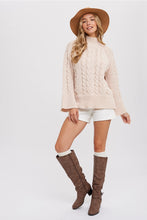Load image into Gallery viewer, CABLE MOCK NECK BELL SLEEVES PULLOVER