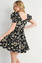 Load image into Gallery viewer, FLORAL PRINT PUFF SLEEVED RUFFLE BABYDOLL DRESS