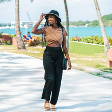 Load image into Gallery viewer, Black Wide Leg Cotton Pants