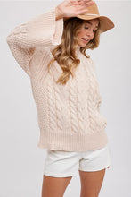 Load image into Gallery viewer, CABLE MOCK NECK BELL SLEEVES PULLOVER