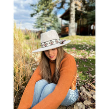 Load image into Gallery viewer, Aztec Trim Band Vegan Fabric C.C Panama Hat