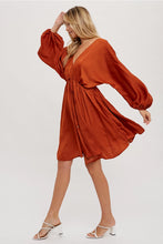 Load image into Gallery viewer, SATIN OPEN-BACK DOLMAN SLEEVED DRESS