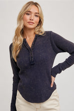Load image into Gallery viewer, MINERAL WASHED THERMAL KNIT HENLEY TOP