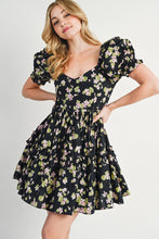 Load image into Gallery viewer, FLORAL PRINT PUFF SLEEVED RUFFLE BABYDOLL DRESS