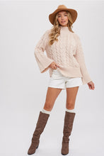 Load image into Gallery viewer, CABLE MOCK NECK BELL SLEEVES PULLOVER