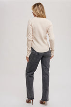 Load image into Gallery viewer, MINERAL WASHED THERMAL KNIT HENLEY TOP