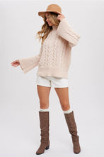 Load image into Gallery viewer, CABLE MOCK NECK BELL SLEEVES PULLOVER