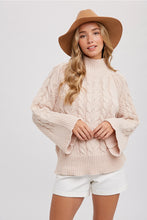 Load image into Gallery viewer, CABLE MOCK NECK BELL SLEEVES PULLOVER