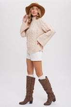 Load image into Gallery viewer, CABLE MOCK NECK BELL SLEEVES PULLOVER