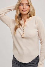 Load image into Gallery viewer, MINERAL WASHED THERMAL KNIT HENLEY TOP