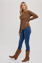 Load image into Gallery viewer, MINERAL WASHED THERMAL KNIT HENLEY TOP