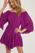 Load image into Gallery viewer, RUFFLED SOLID BOHO DRESS
