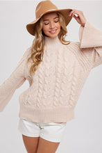 Load image into Gallery viewer, CABLE MOCK NECK BELL SLEEVES PULLOVER