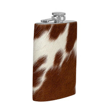 Load image into Gallery viewer, Mountain Trail Flask in Caramel Hair-on Hide