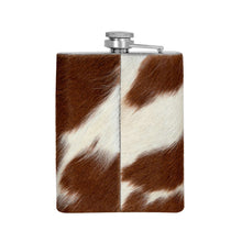 Load image into Gallery viewer, Mountain Trail Flask in Caramel Hair-on Hide