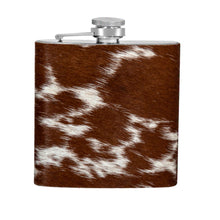 Load image into Gallery viewer, Mountain Trail Flask in Caramel Hair-on Hide
