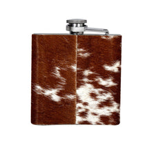 Load image into Gallery viewer, Mountain Trail Flask in Caramel Hair-on Hide
