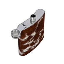Load image into Gallery viewer, Mountain Trail Flask in Caramel Hair-on Hide