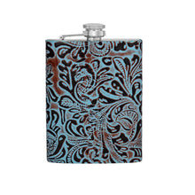 Load image into Gallery viewer, Mountain Trail Flask in Hand-tooled Leather