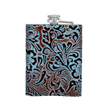 Load image into Gallery viewer, Mountain Trail Flask in Hand-tooled Leather