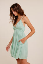 Load image into Gallery viewer, Crinkle Textured V-Neck Ruffle Dress