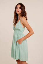 Load image into Gallery viewer, Crinkle Textured V-Neck Ruffle Dress