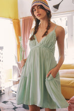 Load image into Gallery viewer, Crinkle Textured V-Neck Ruffle Dress