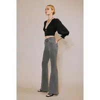 Load image into Gallery viewer, SILVER STRIPE HIGH RISE SUPER FLARE