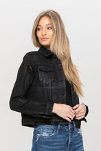 Load image into Gallery viewer, DISTRESSED BLACK COATED CLASSIC JACKET