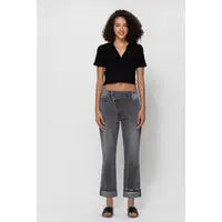 Load image into Gallery viewer, Crisscross waistband boyfriend jeans