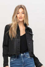 Load image into Gallery viewer, DISTRESSED BLACK COATED CLASSIC JACKET