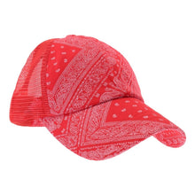 Load image into Gallery viewer, Paisley Bandana Criss Cross Ball Cap