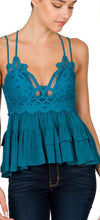 Load image into Gallery viewer, Crochet lace peplum cami
