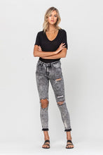 Load image into Gallery viewer, VERVET MID RISE DISTRESSED GREY CROP SKINNY RELEASED HEM