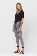 Load image into Gallery viewer, VERVET MID RISE DISTRESSED GREY CROP SKINNY RELEASED HEM