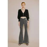 Load image into Gallery viewer, SILVER STRIPE HIGH RISE SUPER FLARE