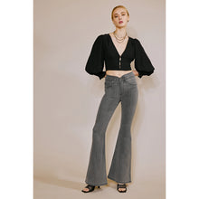 Load image into Gallery viewer, SILVER STRIPE HIGH RISE SUPER FLARE