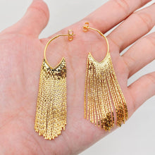 Load image into Gallery viewer, 18K Gold-plated Chain Tassel Post Earrings
